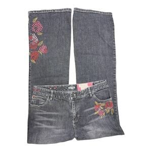 J.Jill Limited Edition ReCrafted Cross Stitch Washed Black Denim Jeans size 8